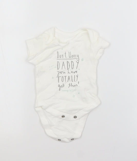 George Baby White  Cotton Babygrow One-Piece Size 0-3 Months