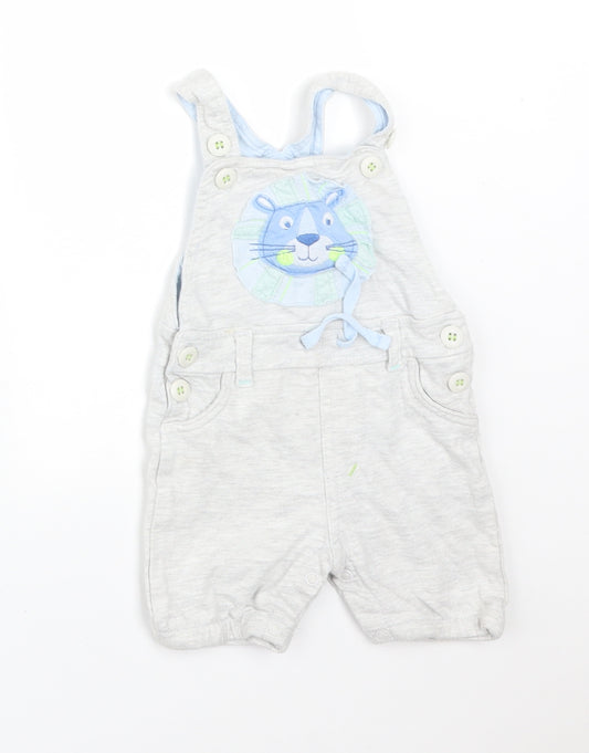 F&F Baby Grey  Cotton Dungaree One-Piece Size 3-6 Months   - LION