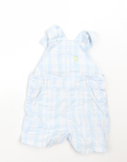 Mothercare Boys Blue Check Cotton Dungaree One-Piece Size Newborn