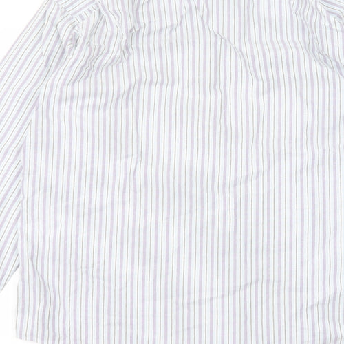 Lakeland Mens Blue Striped Cotton  Dress Shirt Size M Collared