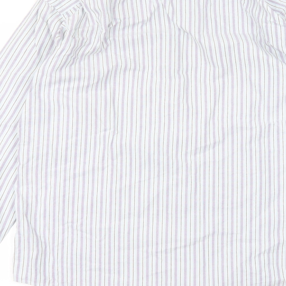 Lakeland Mens Blue Striped Cotton  Dress Shirt Size M Collared