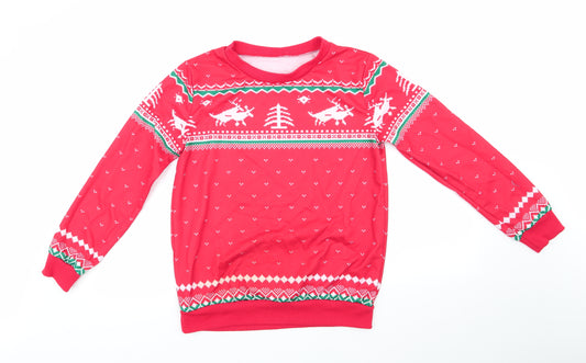 Preworn Mens Red Animal Print Cotton  Pyjama Top Size L   - Christmas Pyjama