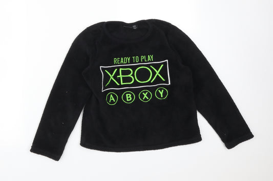 Primark Boys Black Solid Polyester  Pyjama Top Size 9-10 Years   - READY TO PLAY XBOX