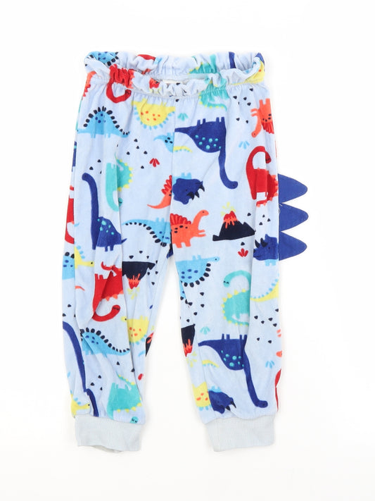Preworn Boys Blue Animal Print Polyester  Pyjama Pants Size 2-3 Years   - DINOSAURS