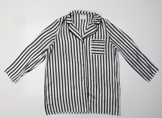 Matalan Womens White Striped Polyester Top Pyjama Top Size 16