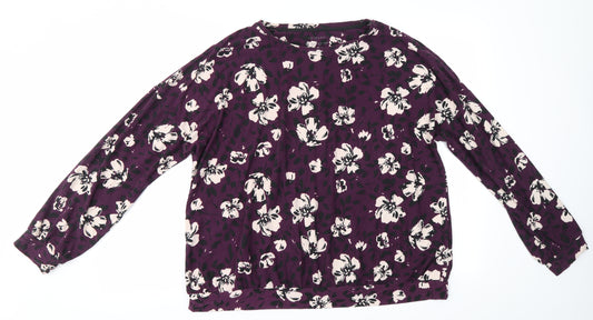 Primark Womens Purple Floral Polyester Top Pyjama Top Size 14