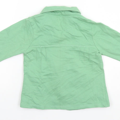 MINIMODE Girls Green Collared  Cotton Cardigan Jumper Size 5-6 Years