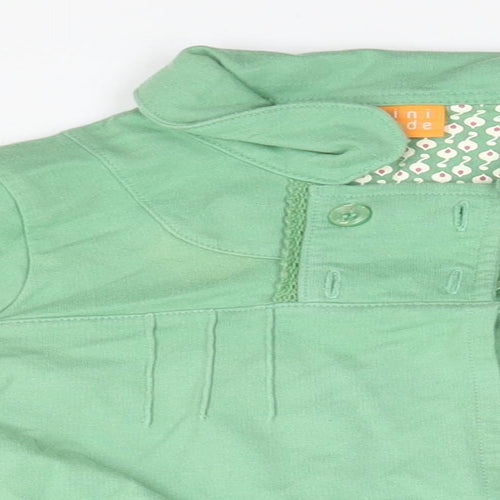 MINIMODE Girls Green Collared  Cotton Cardigan Jumper Size 5-6 Years