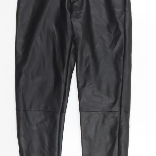 Zara Boys Black  Polyurethane Capri Trousers Size 8 Years  Regular