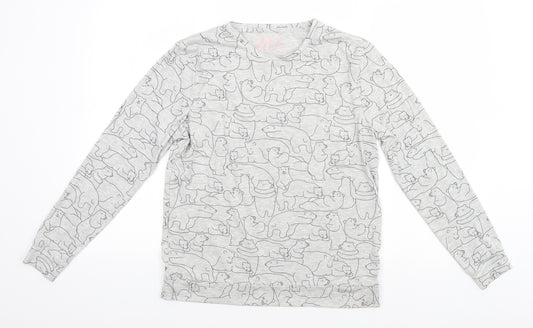 Nutmeg Womens Grey Animal Print Polyester Top Pyjama Top Size 12   - Polar Bears
