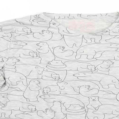 Nutmeg Womens Grey Animal Print Polyester Top Pyjama Top Size 12   - Polar Bears