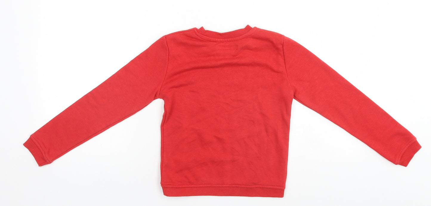 Primark Boys Red Round Neck  Polyester Pullover Jumper Size 7-8 Years   - Always Amazing