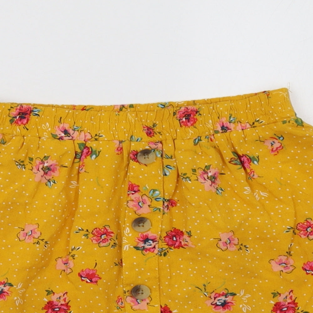 Primark Girls Yellow Floral Viscose A-Line Skirt Size 10 Years  Regular