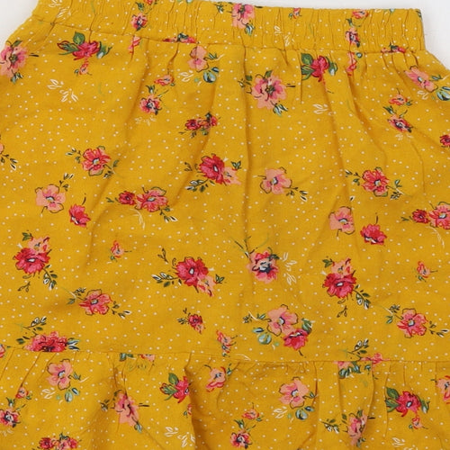 Primark Girls Yellow Floral Viscose A-Line Skirt Size 10 Years  Regular