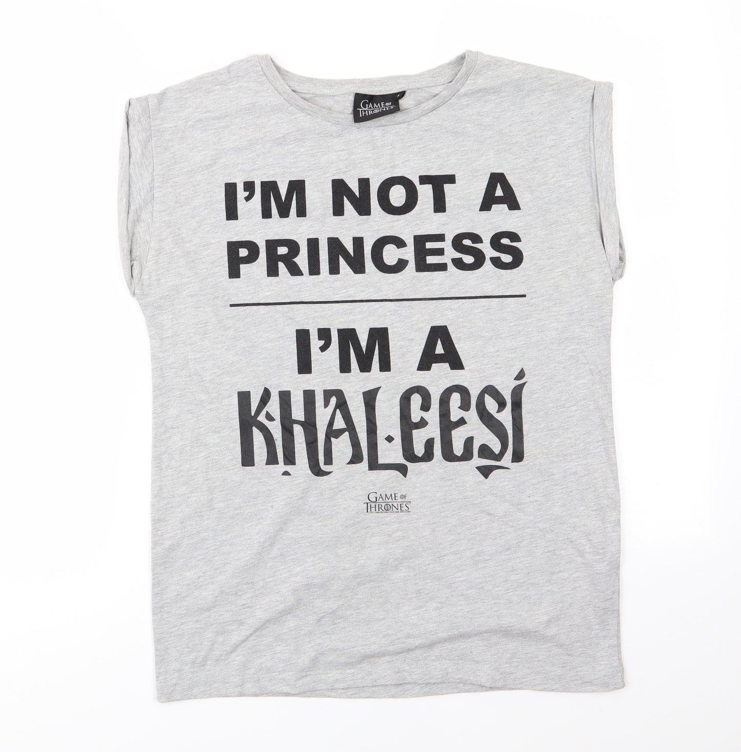 Game Of Thrones Womens Grey   Basic T-Shirt Size 8 Round Neck - I'm not a princess