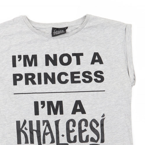 Game Of Thrones Womens Grey   Basic T-Shirt Size 8 Round Neck - I'm not a princess