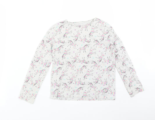 F&F Girls Multicoloured Animal Print Cotton  Pyjama Top Size 9-10 Years   - UNICORN
