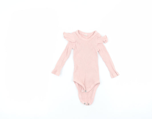 Preworn Baby Pink  Cotton Babygrow One-Piece Size 12 Months