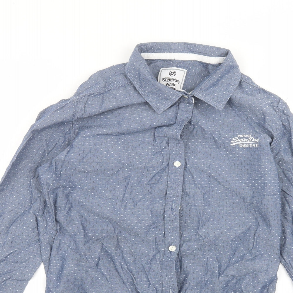 Superdry Mens Blue  Cotton  Dress Shirt Size S Collared
