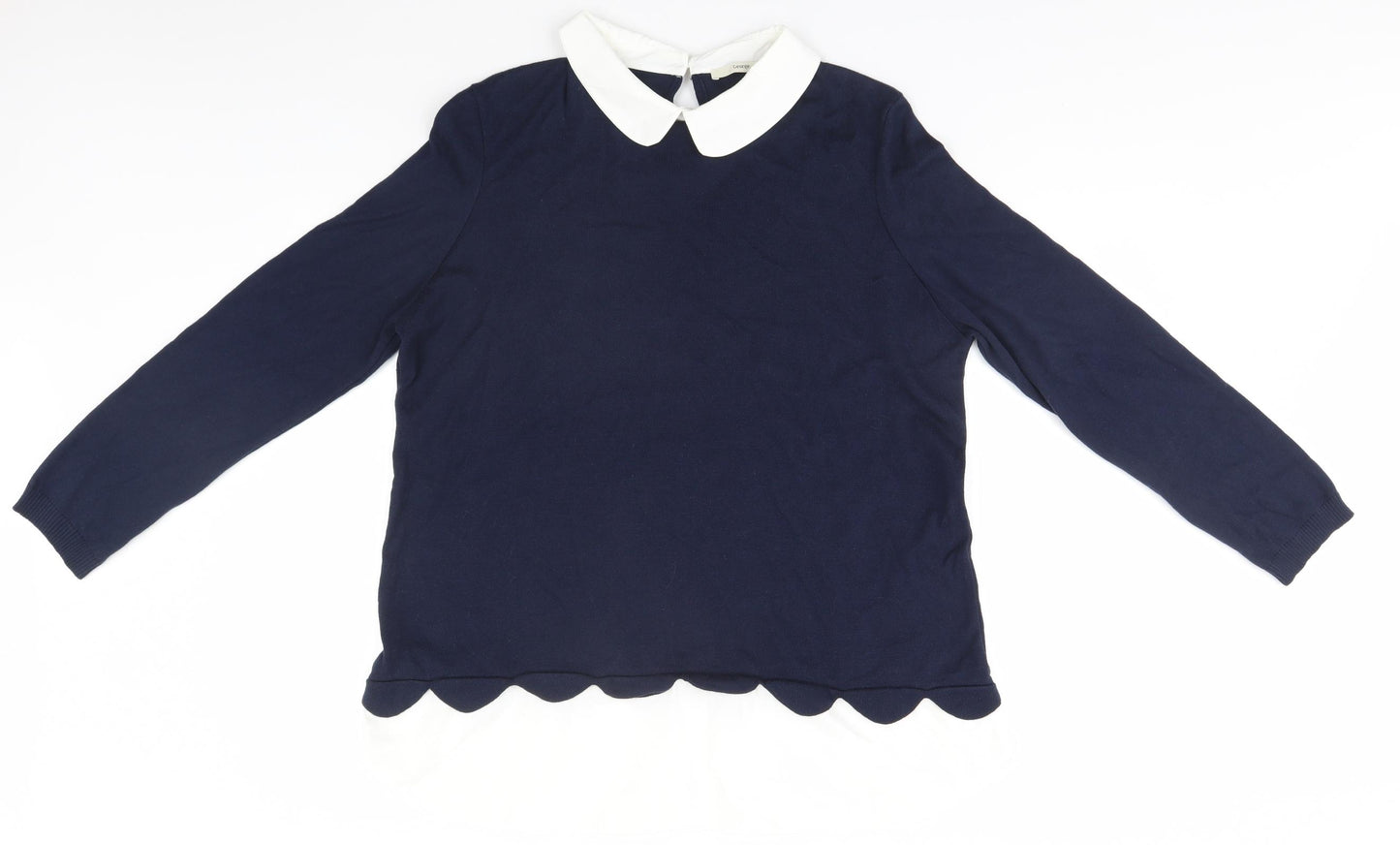 George Womens Blue Collared  Cotton Pullover Jumper Size 18