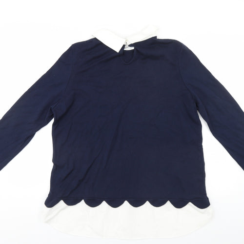 George Womens Blue Collared  Cotton Pullover Jumper Size 18