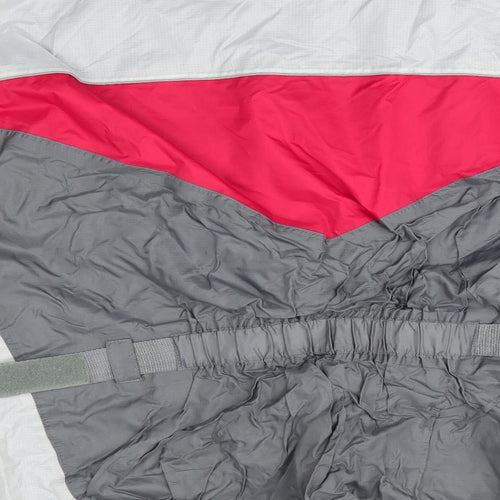 Crane Road Mens Grey Striped  Rain Coat Coat Size M   - Grey Red Colourblock Adjustable straps