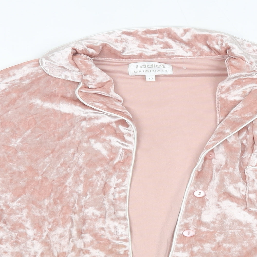 Ladies Originals Womens Pink Solid Polyester Top Pyjama Top Size 12
