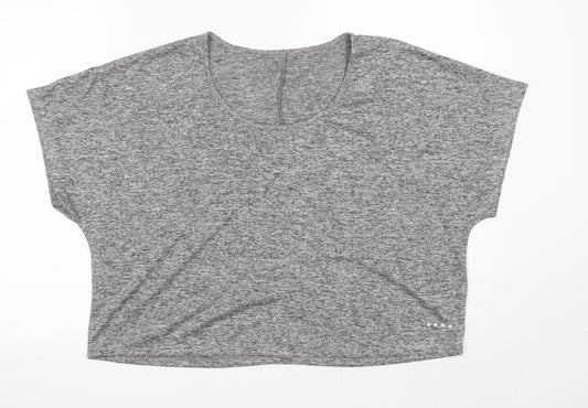 Matalan Womens Grey  Polyester Basic T-Shirt Size L Round Neck