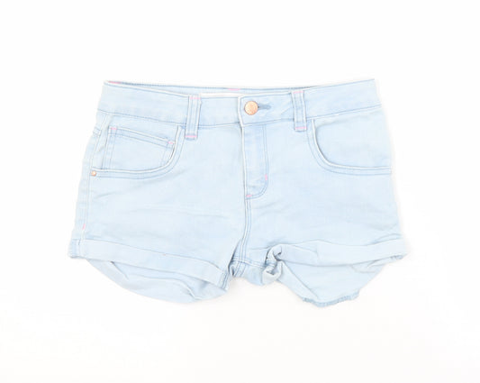 Primark Girls Blue  Cotton Hot Pants Shorts Size 11-12 Years  Regular