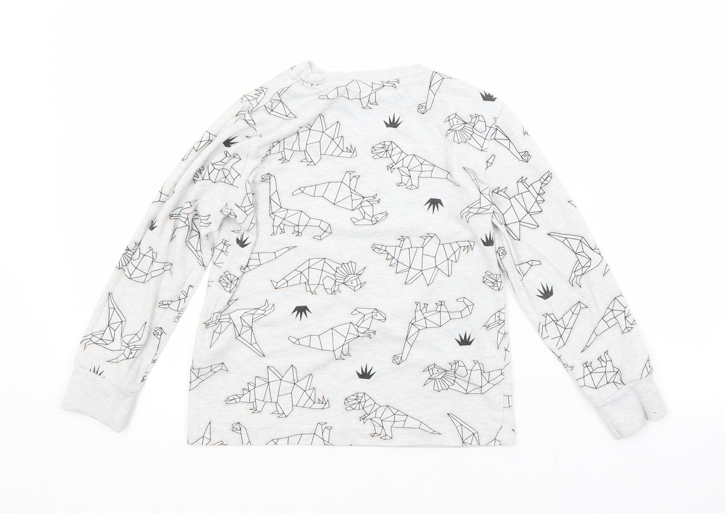 F&F Boys Grey Animal Print Cotton  Pyjama Top Size 5-6 Years   - DINOSAURS