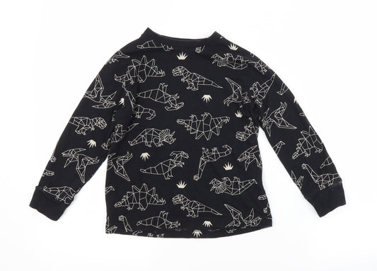 F&F Boys Black Animal Print Cotton  Pyjama Top Size 5-6 Years   - DINOSAURS