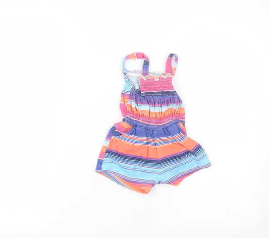 Blue Zoo Baby Multicoloured Striped Cotton Babygrow One-Piece Size 12-18 Months