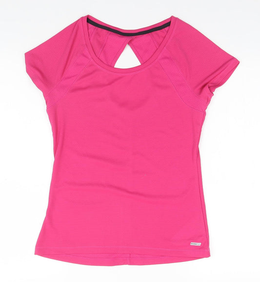 Athletic Works Womens Pink  Polyester Basic T-Shirt Size 8 Round Neck