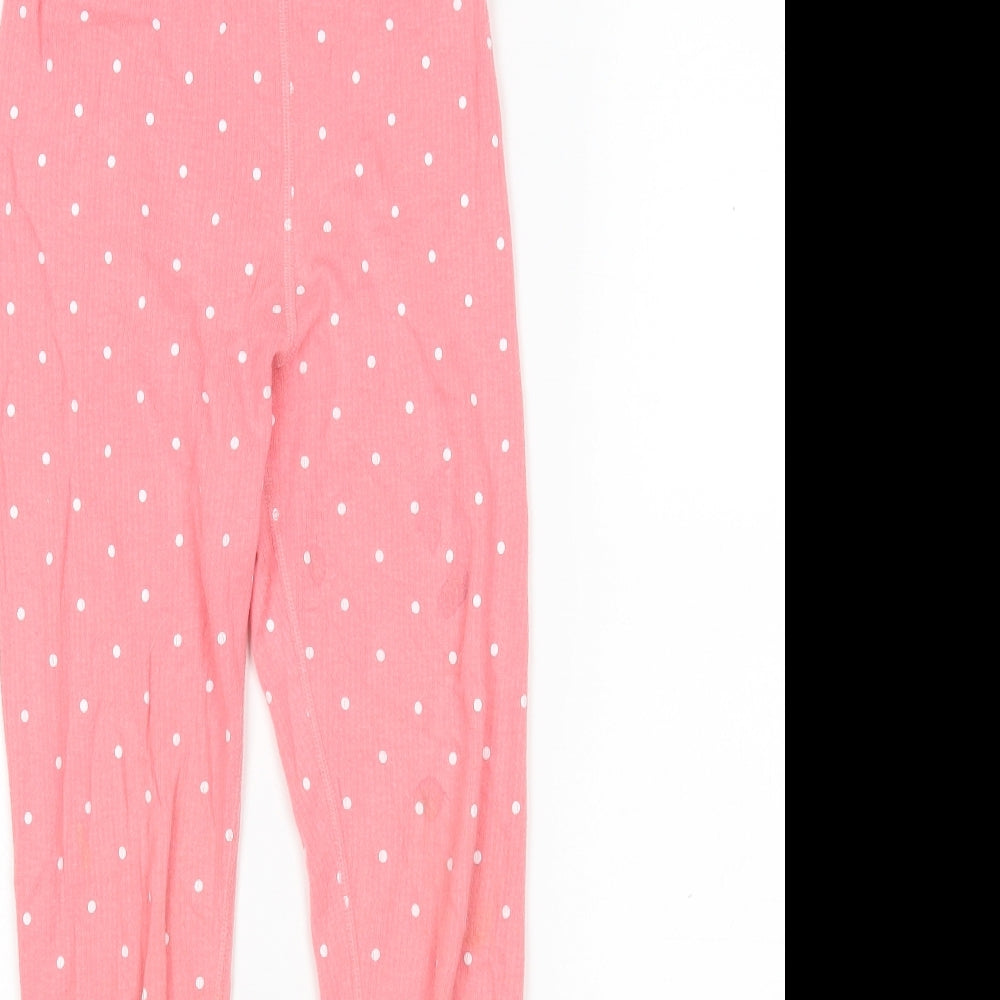 M&S Girls Pink Polka Dot Cotton  Pyjama Pants Size 9-10 Years