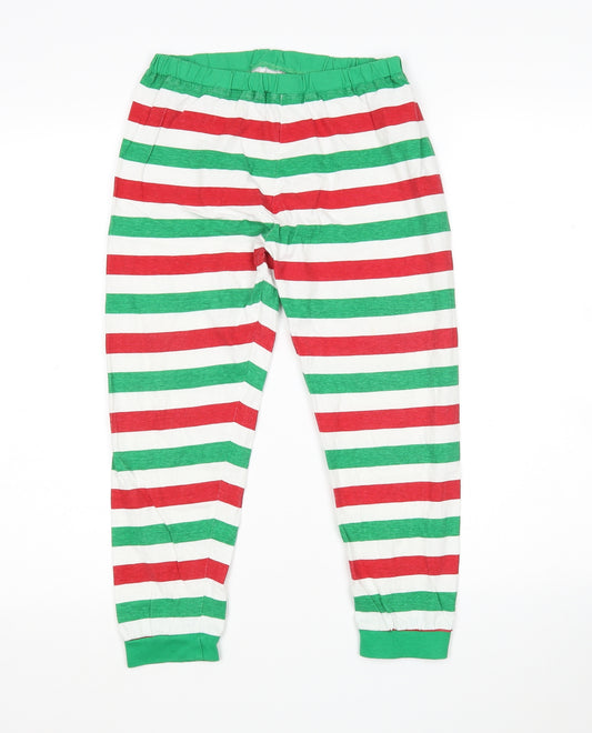 Made By Elves Boys Multicoloured Striped Cotton  Pyjama Pants Size 9-10 Years   - Christmas