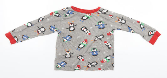 Kids Pyjamas Girls Grey Animal Print Cotton Top Pyjama Top Size 5-6 Years   - Penguins