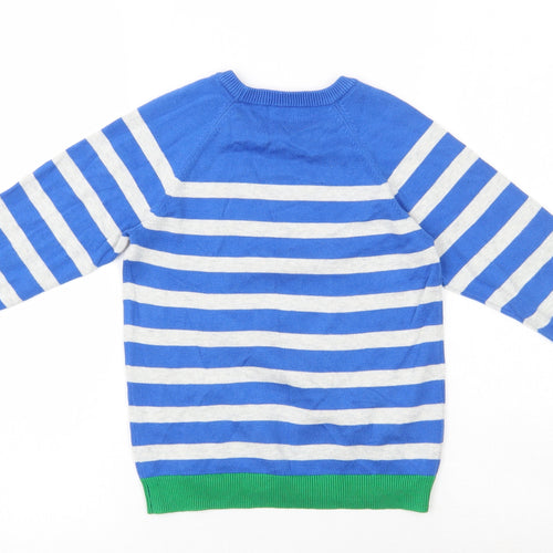 Matalan Boys Blue Round Neck Striped Cotton Pullover Jumper Size 4-5 Years  Pullover
