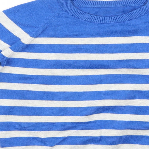 Matalan Boys Blue Round Neck Striped Cotton Pullover Jumper Size 4-5 Years  Pullover