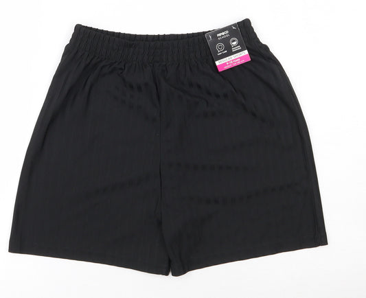 Pep and Co Girls Black Striped Polyester Bermuda Shorts Size 9-10 Years  Regular  - Elasticated Waist