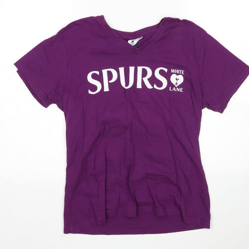 Tottenham Hotspur F.C. Womens Purple  Cotton Basic T-Shirt Size 14 V-Neck
