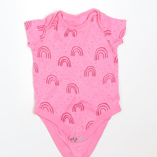 F&F Girls Pink Spotted Cotton Babygrow One-Piece Size 6-9 Months   - RAINBOW