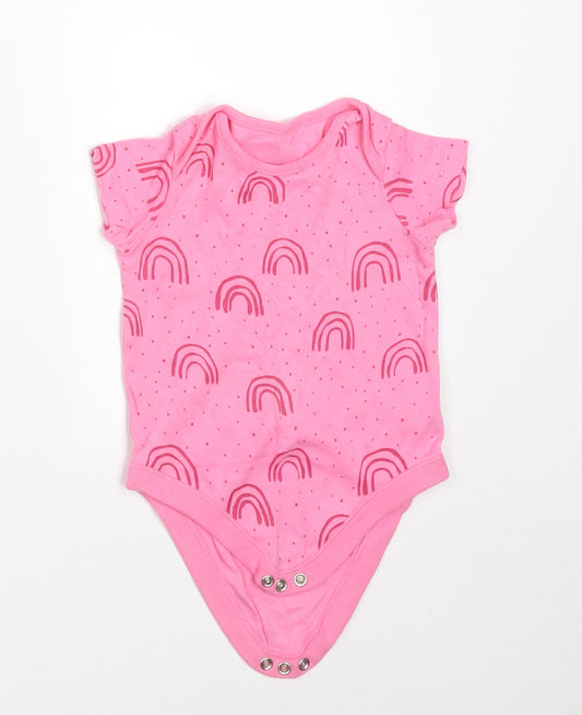 F&F Girls Pink Spotted Cotton Babygrow One-Piece Size 6-9 Months   - RAINBOW