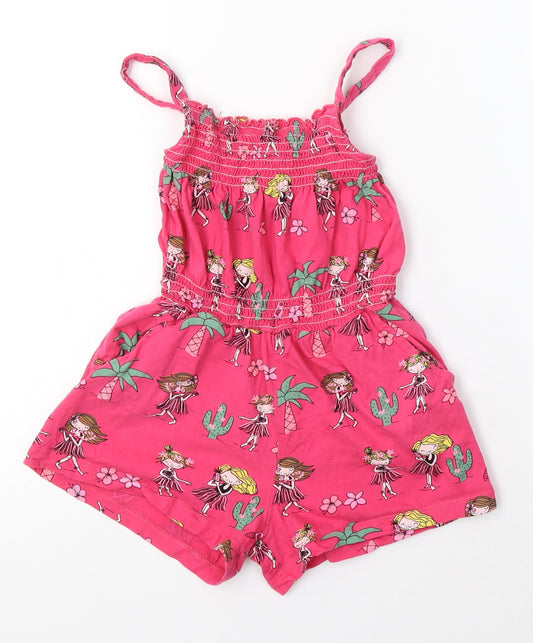 Blue Zoo Girls Pink  100% Cotton Playsuit One-Piece Size 5-6 Years