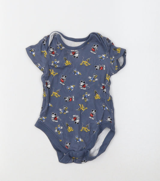 George Baby Blue Geometric Cotton Romper One-Piece Size 6-9 Months   - Mickey And Friends