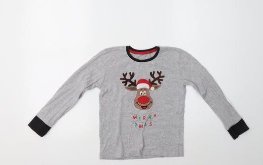 Dunnes Girls Grey  Cotton Top Pyjama Top Size 5-6 Years   - Rudolph Christmas