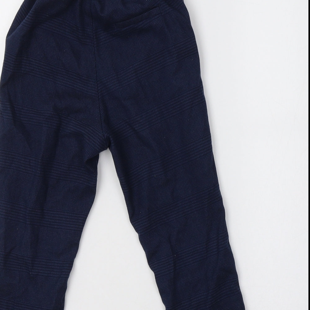 H&M Boys Blue Check Polyester Chino Trousers Size 3-4 Years  Regular