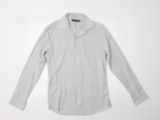 Rough Justice Mens Grey  Cotton  Dress Shirt Size 15 Collared