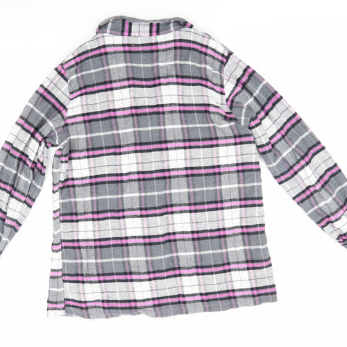 Studio Sleepware Womens Grey Check Cotton  Pyjama Top Size 12   - Grey Pink Black White Check Pink buttons