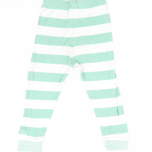 Marks and Spencer Girls Green Striped Cotton  Pyjama Pants Size 2-3 Years   - Mint Green & White Stripe