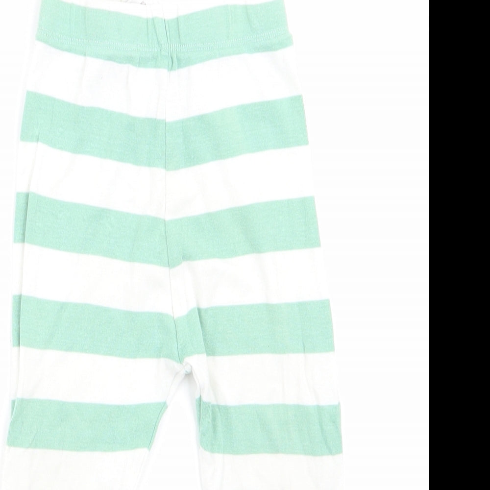 Marks and Spencer Girls Green Striped Cotton  Pyjama Pants Size 2-3 Years   - Mint Green & White Stripe